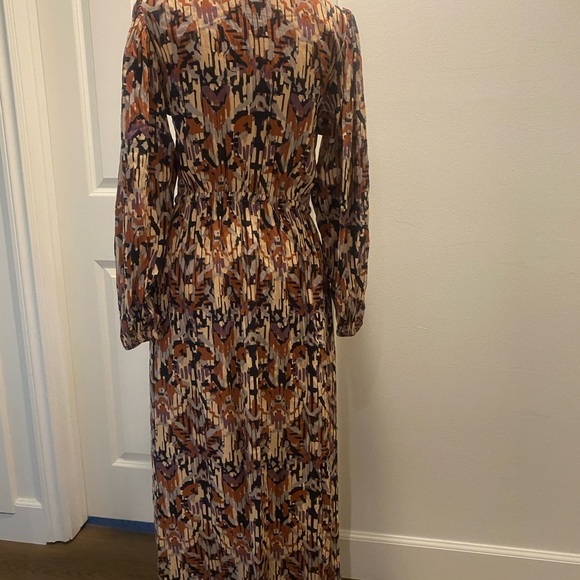 Women’s Maxi Long Sleeve Brown Black Cream Purple Dress New medium - Picture 7 of 16
